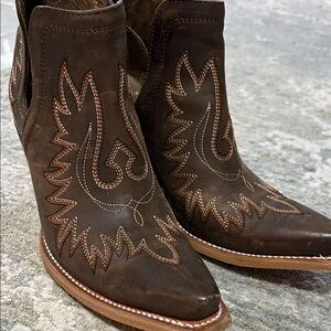 Ariat Dark Brown Embroidered Ankle Booties